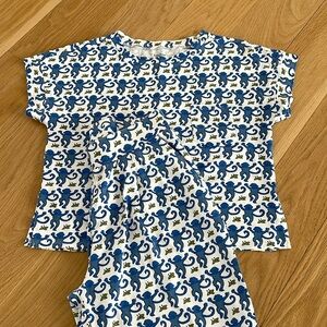 Roller Rabbit blue monkey cotton pajamas S